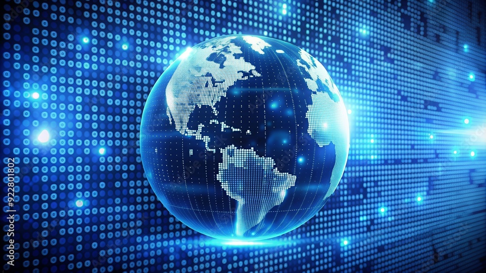 Global data visualization with binary code, technology, connection, network, futuristic, big data, digital Global data visualization with binary code, technology, connection, network, futuristic, big data, digital