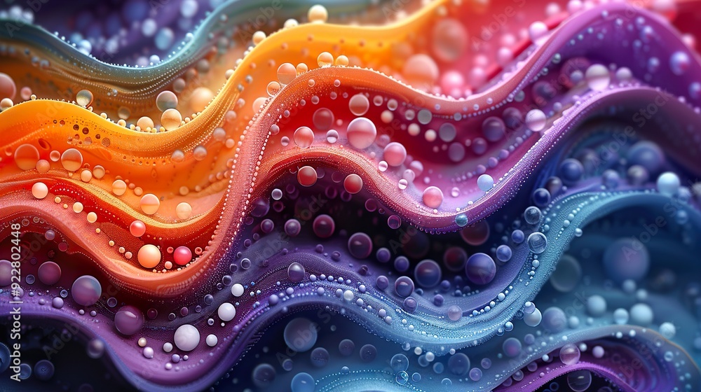 Abstract colorful waves background with bubbles Abstract colorful waves background with bubbles