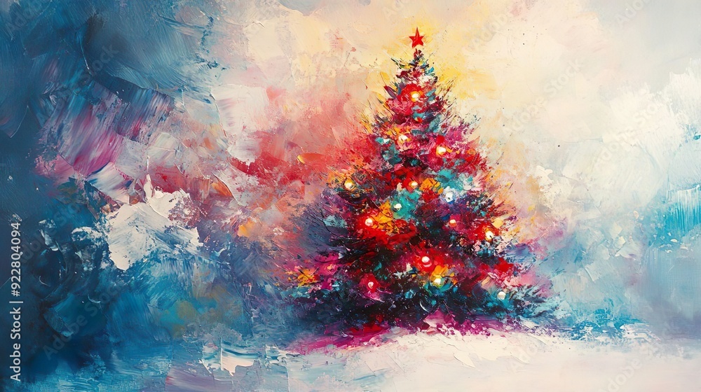 Fototapeta premium Soft pastel colors create an abstract Christmas tree painting image