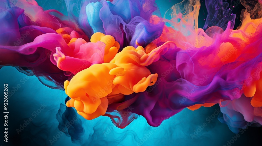 Fototapeta premium A vibrant swirl of colorful smoke and fluid shapes creating an abstract visual effect.