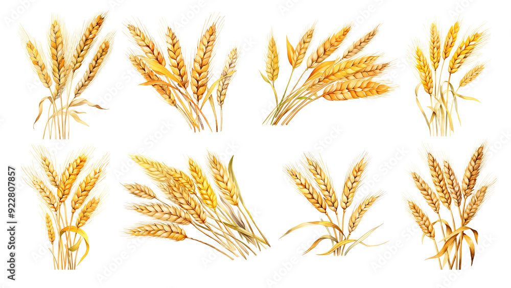Watercolor illustration ears of wheat on white background. Watercolor illustration ears of wheat on white background.