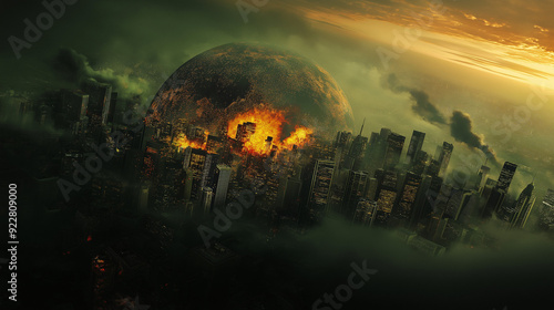 Earth and outer space destruction background  photo