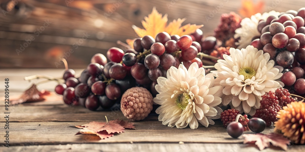 Beautiful autumn background for cards with berries and flowers. Beautiful autumn background for cards with berries and flowers.