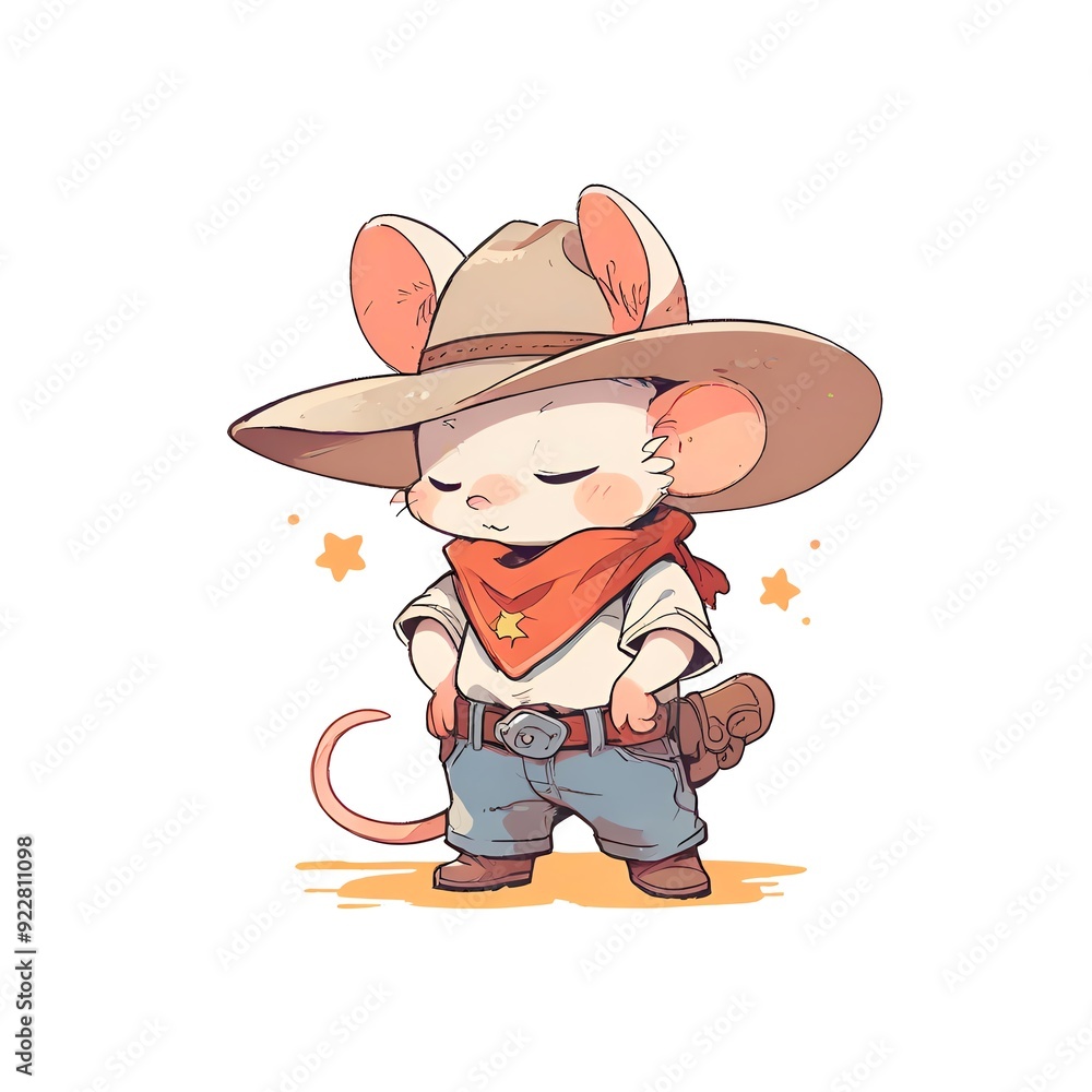 Cute Cartoon Mouse Cowboy Cute Cartoon Mouse Cowboy