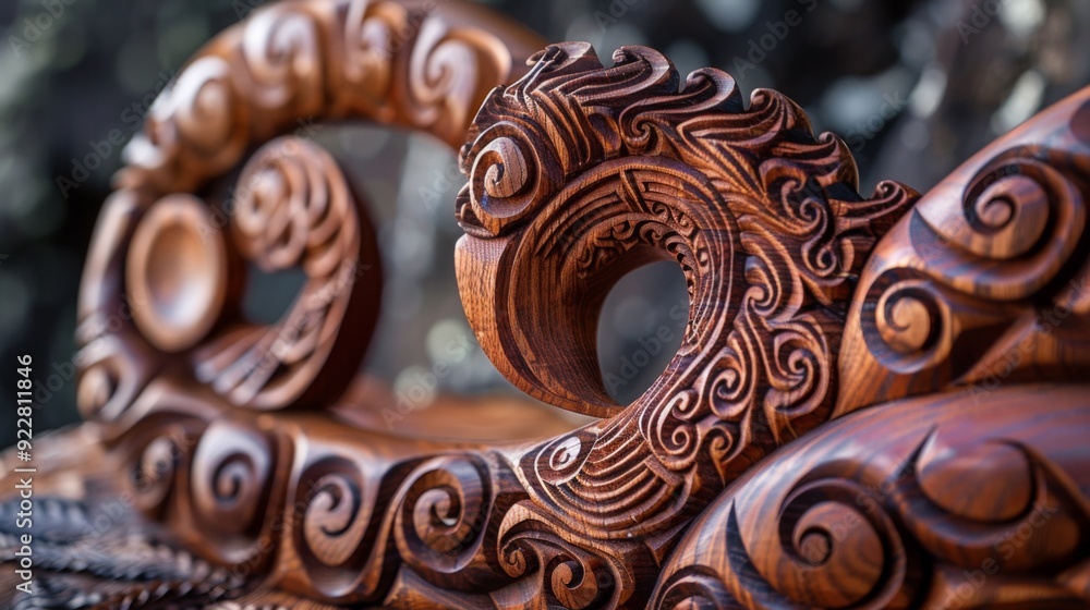 A close-up view of a beautifully carved wooden sculpture displaying intricate patterns and swirls, demonstrating exceptional craftsmanship and the natural beauty of wooden artistry. A close-up view of a beautifully carved wooden sculpture displaying intricate patterns and swirls, demonstrating exceptional craftsmanship and the natural beauty of wooden artistry.