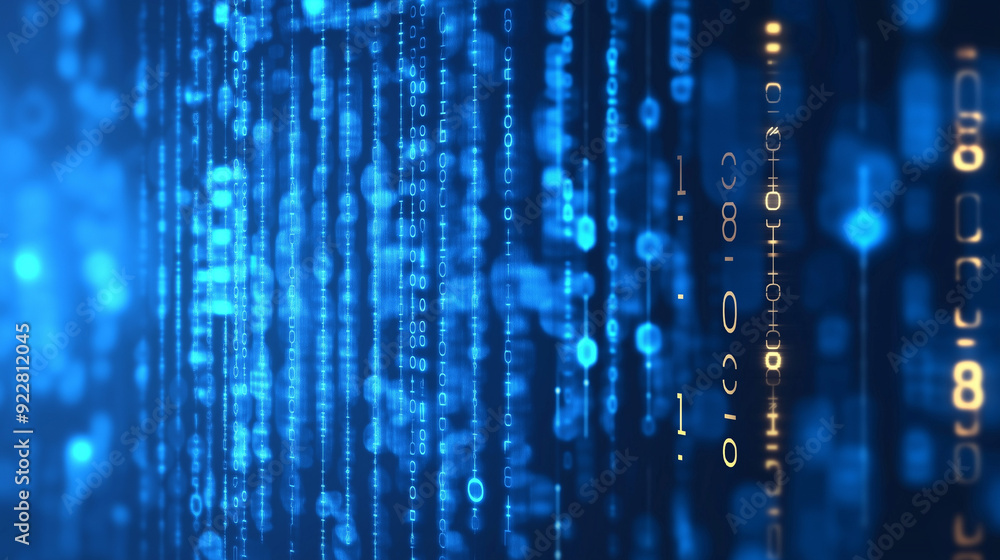 Blue digital binary data on computer screen background Blue digital binary data on computer screen background