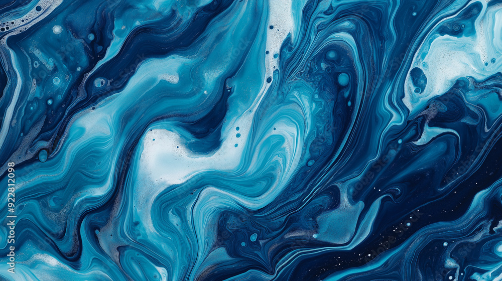 Obraz premium Marbled paper background in deep oceanic tones