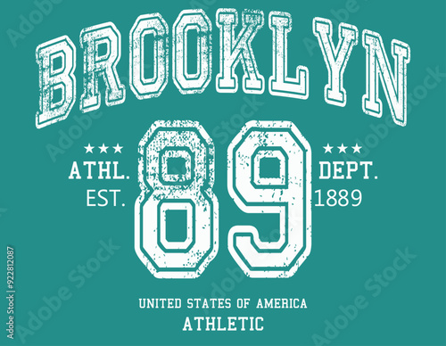 number 89 grunge, Brooklyn typography, Number sport typography, Vector illustration on the theme of New York City, Athletic. Grunge background. Vintage design..eps