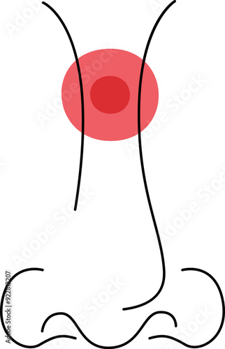 Human Pain In Nose Line Illustration