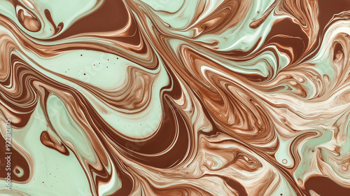 Mint chocolate marbled paper background