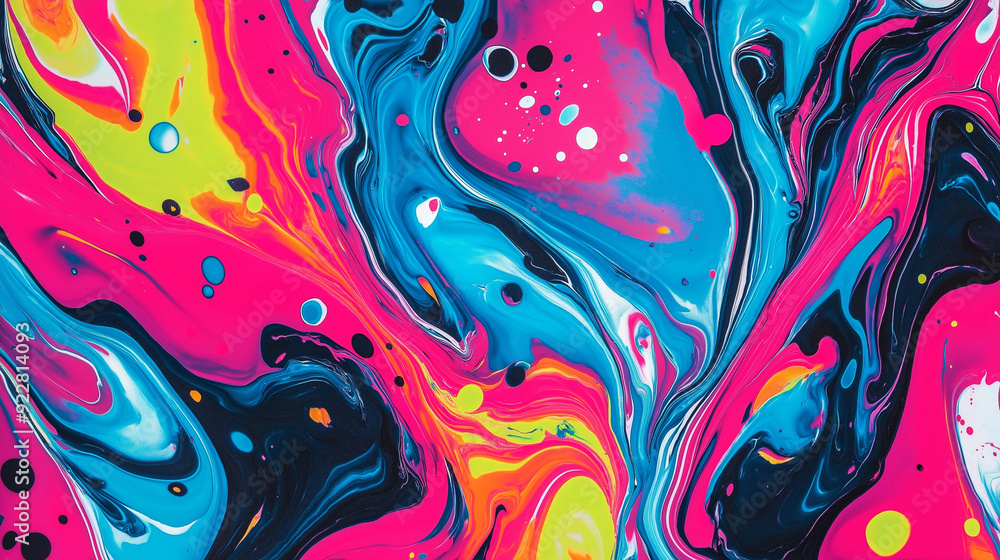 Fototapeta premium Neon-inspired marbled paper background
