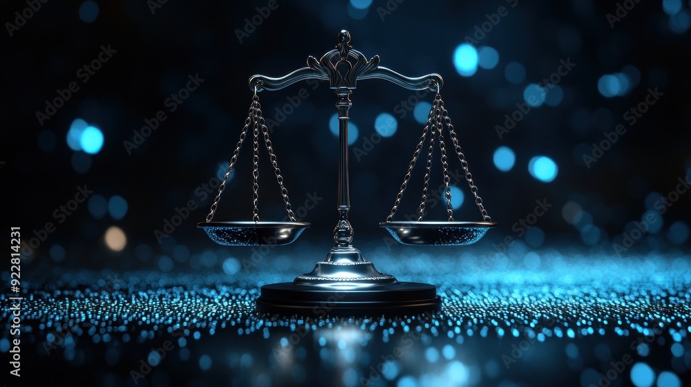 A scale with a black and silver base on futuristic technology background. A scale with a black and silver base on futuristic technology background.