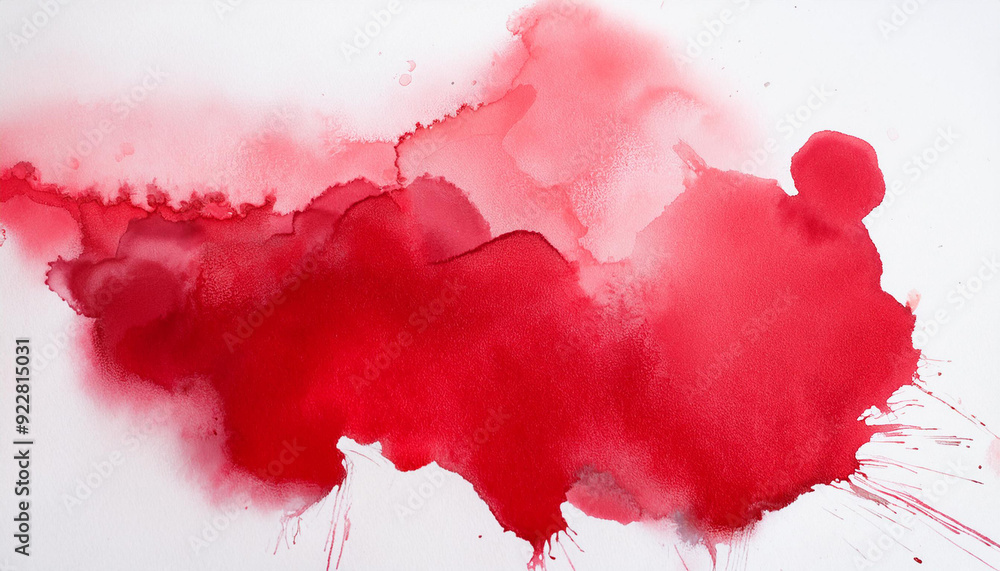 Red ink and watercolor textures on white paper background. Paint leaks and ombre effects. Red ink and watercolor textures on white paper background. Paint leaks and ombre effects.