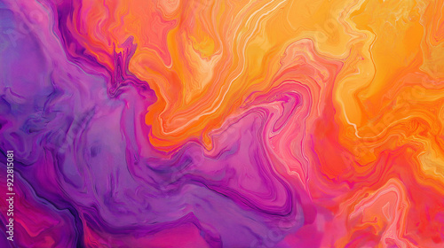 Tropical sunset marbled paper background