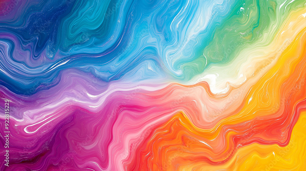 Fototapeta premium Vibrant rainbow marbled paper background