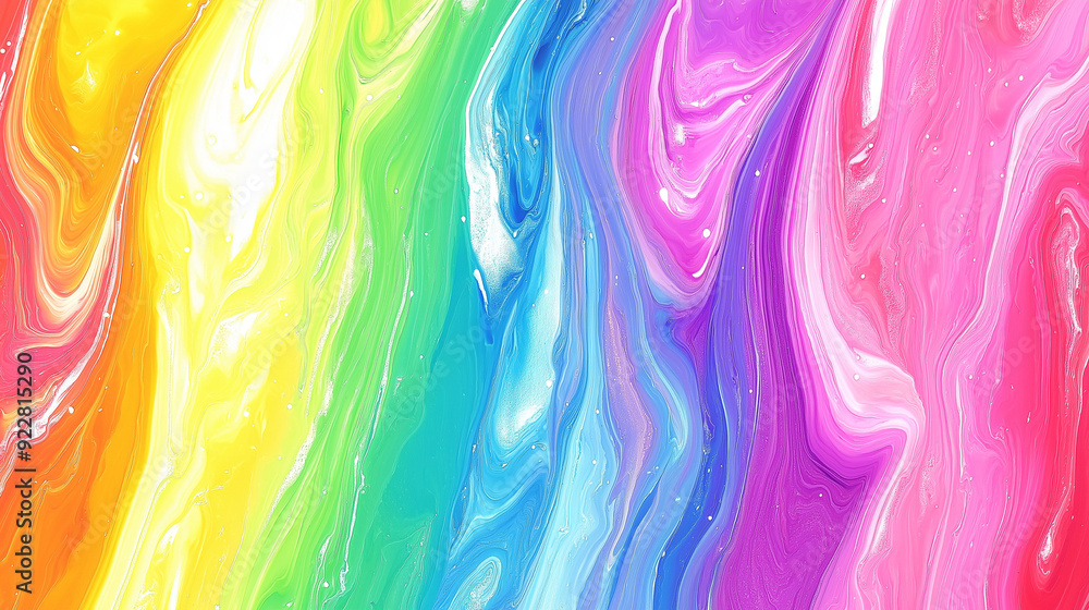 Fototapeta premium Vibrant rainbow marbled paper background