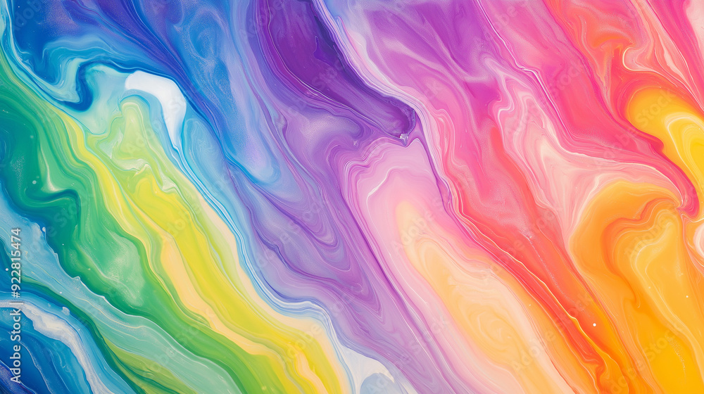 Obraz premium Vibrant rainbow marbled paper background