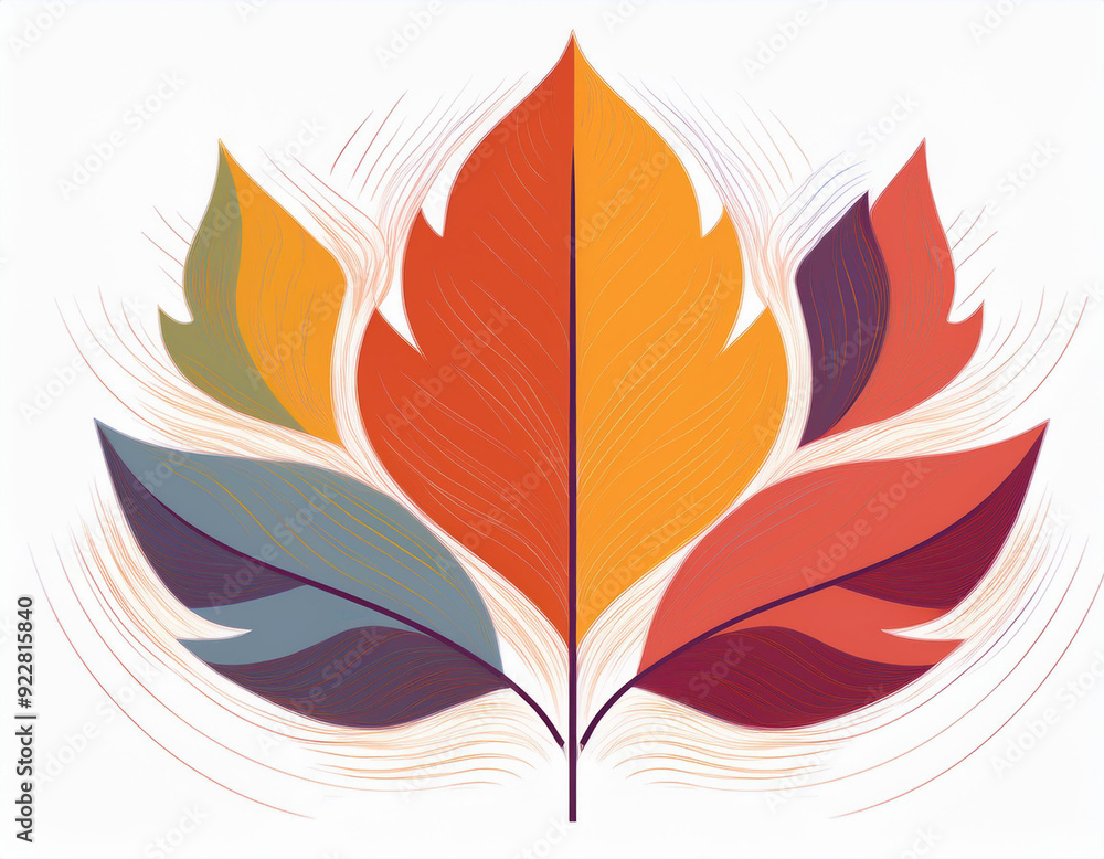 Fototapeta premium Abstract Leaf Impression in Varying Autumn Shades Against White Background