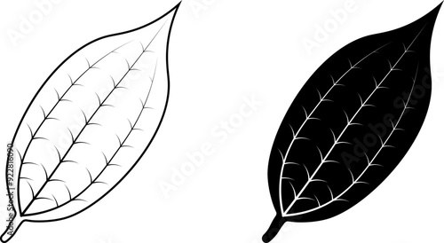 outline silhouette cinnamon leaf icon set