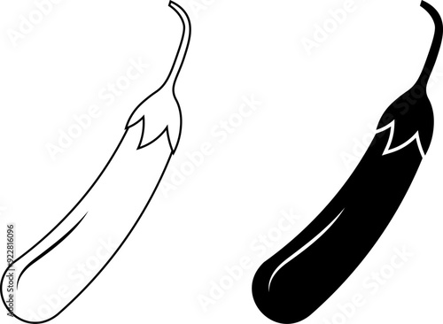 outline silhuette eggplant icon set