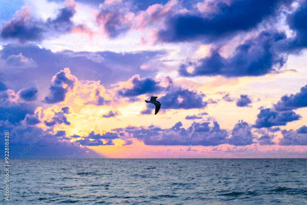 Dramatic sky. Scenic seascape at sea. Sunset seascape with dramatic sky and colorful clouds. Sky over sea water landscape. Dramatic sky. Scenic seascape at sea. Sunset seascape with dramatic sky and colorful clouds. Sky over sea water landscape.