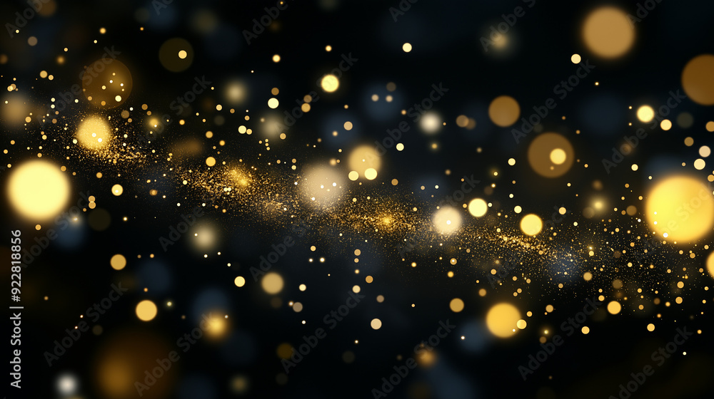 Fototapeta premium golden christmas particles and sprinkles for a holiday celebration like christmas or new year. shiny golden lights. wallpaper background for ads or gifts wrap and web design