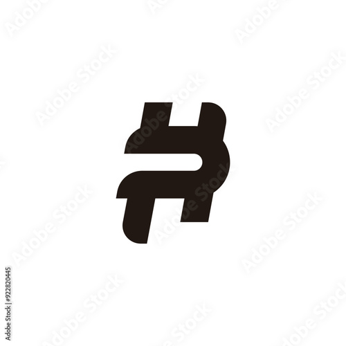 letter ph sillhouette simple geometric logo vector