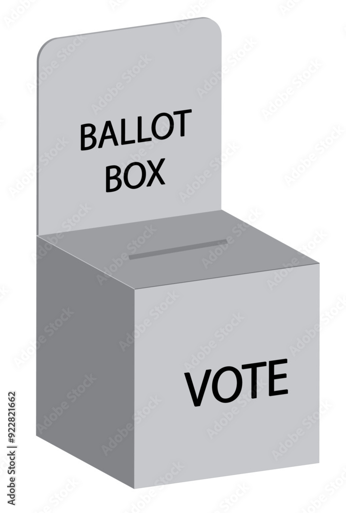Ballot box vector image, Standing vote box in grey, voting box Ballot box vector image, Standing vote box in grey, voting box