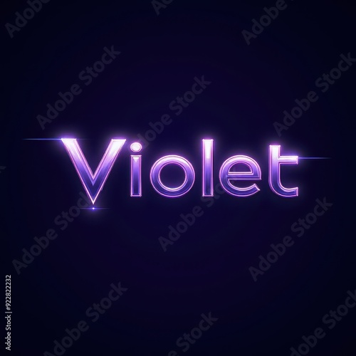 Female name logo, The Glowing Word Violet in Purple Letters Against a Dark Background