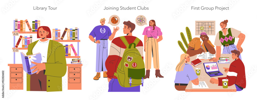 Fototapeta premium Freshman Year. Flat Vector Illustration
