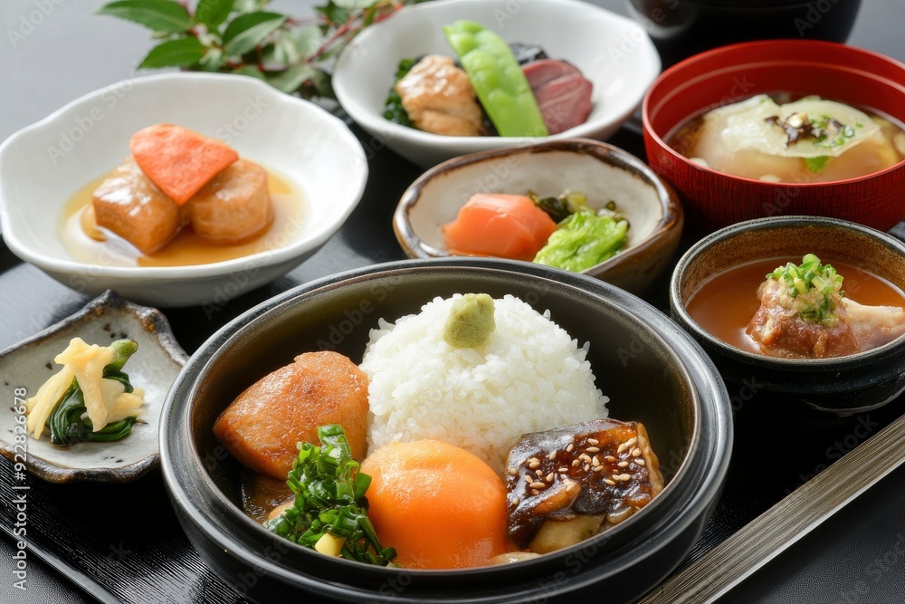 Japanese cuisine Nikujaga set meal - generative ai Japanese cuisine Nikujaga set meal - generative ai