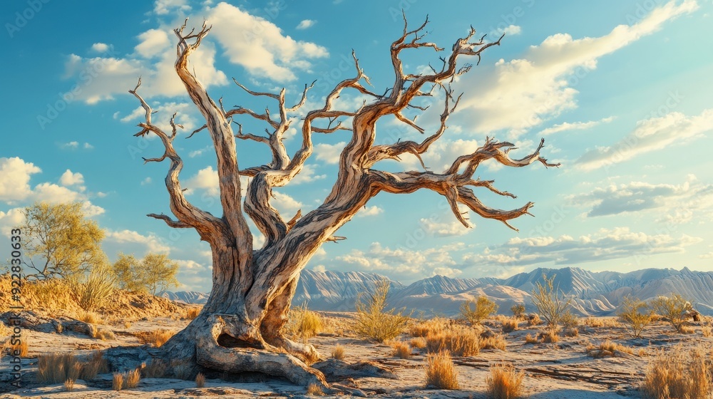 Twisted Dead Tree in a Desert Landscape. Twisted Dead Tree in a Desert Landscape.