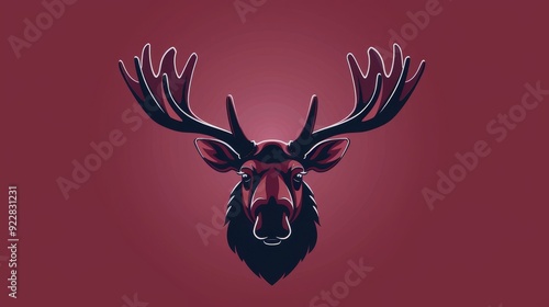 A moose with detailed antlers, clean and minimal design, 2D vector illustration, uncomplicated shapes and lines photo