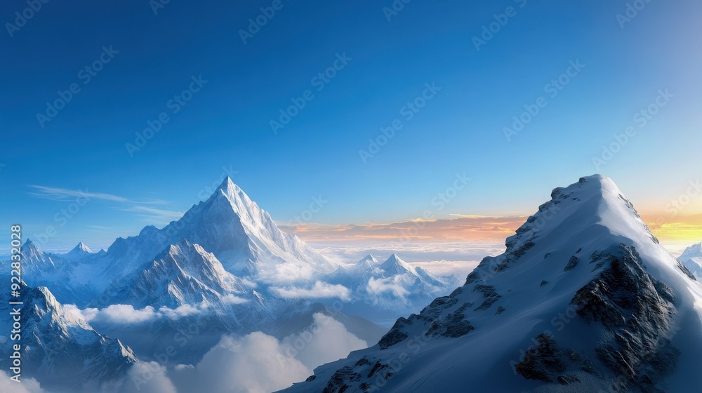 Majestic Snowy Mountain Peaks at Sunrise Majestic Snowy Mountain Peaks at Sunrise