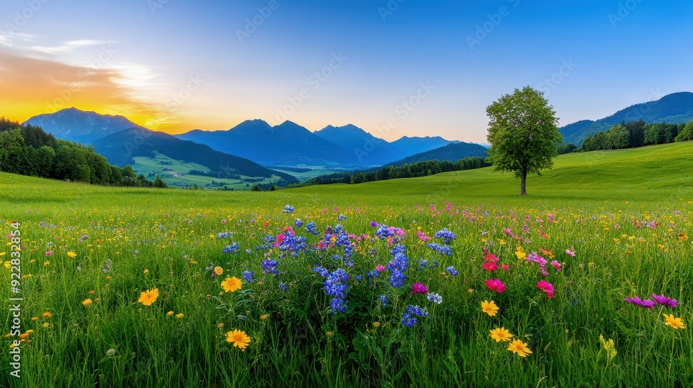 Tranquil Mountain Meadow Sunset Tranquil Mountain Meadow Sunset