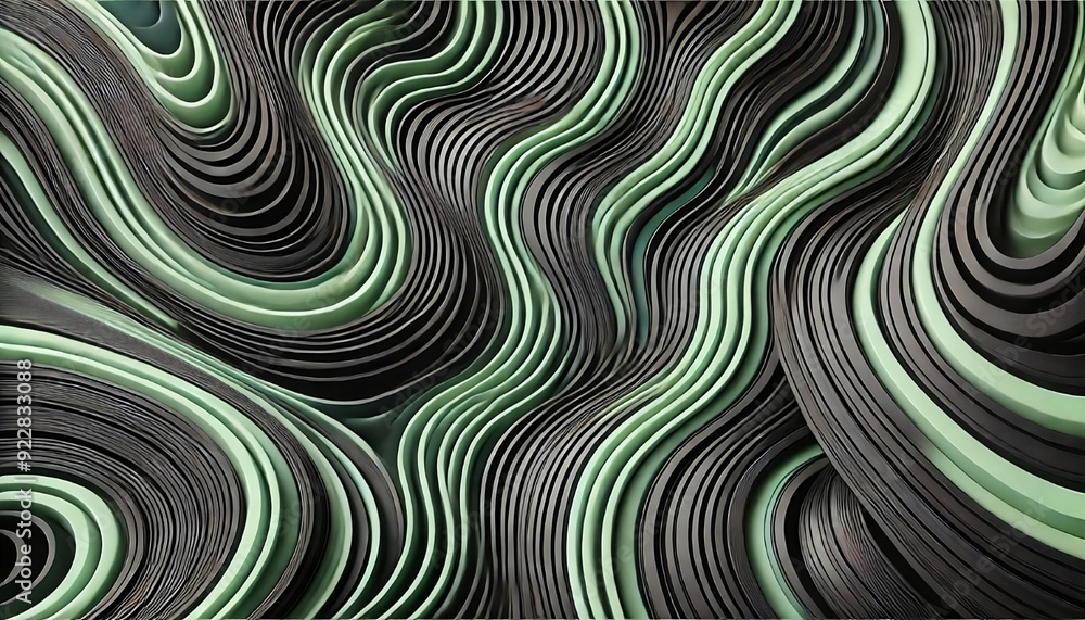 Fototapeta premium Swirling Black and Green Waves