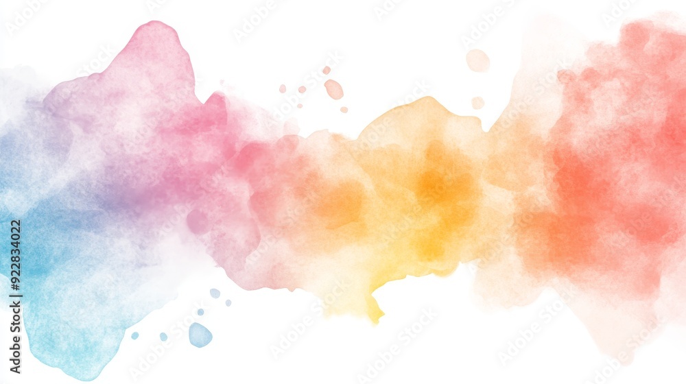 Bright and airy watercolor splashes in a smooth rainbow gradient, featuring soft transitions and a playful, freeform aesthetic. Perfect for digital art projects Bright and airy watercolor splashes in a smooth rainbow gradient, featuring soft transitions and a playful, freeform aesthetic. Perfect for digital art projects