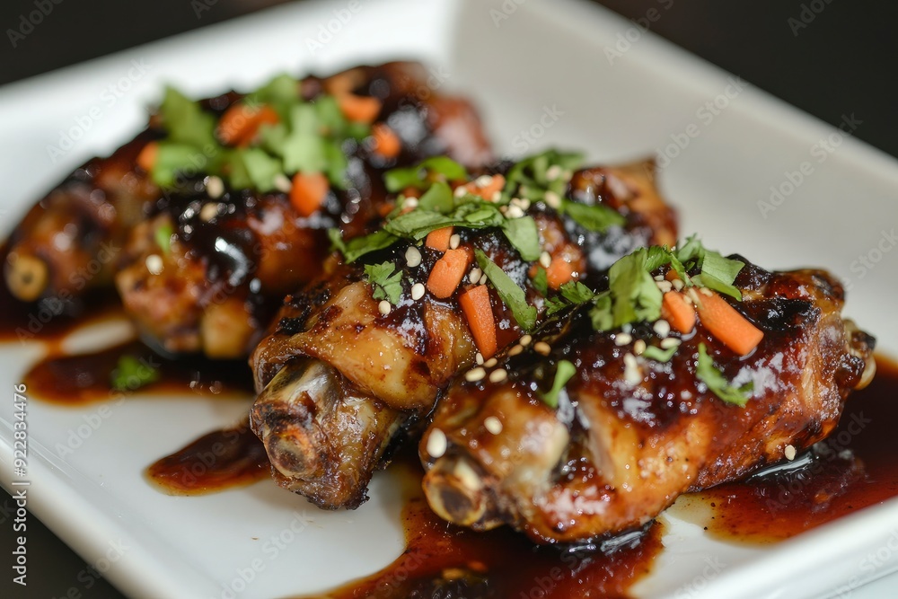 Stuffed Chicken Wings , Stuffed with carrot, mushroom. Served with BBQ sauce - generative ai Stuffed Chicken Wings , Stuffed with carrot, mushroom. Served with BBQ sauce - generative ai