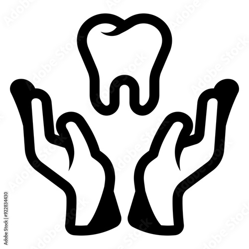 hand holding dental tooth care icon
