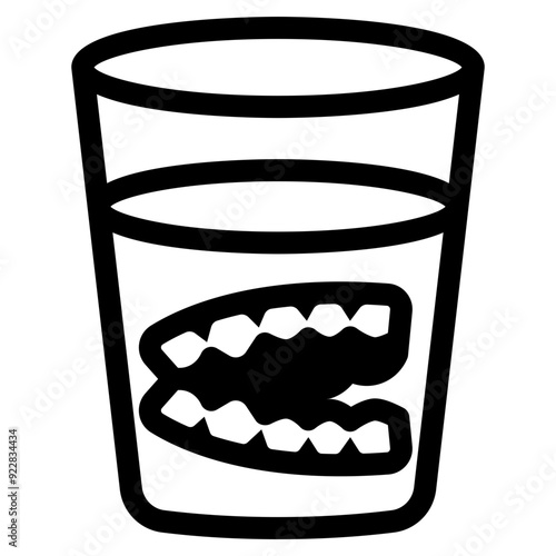 fake teeth dentures in a glass icon