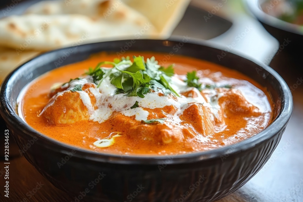 Tasty butter chicken curry dish from Indian cuisine - generative ai Tasty butter chicken curry dish from Indian cuisine - generative ai