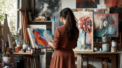 Artist in Studio Creating Masterpiece