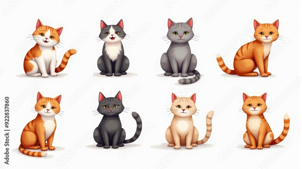 Cute Cat Illustrations - Adorable Cartoon Cats in Different Poses Cute Cat Illustrations - Adorable Cartoon Cats in Different Poses