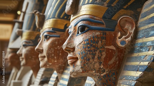 Reliefs of ancient Egyptian pharaohs in museums photo