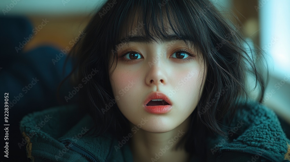Yawning Young Asian Woman, Tired And Drowsy From A Sleepless Night, Struggling To Stay Awake Yawning Young Asian Woman, Tired And Drowsy From A Sleepless Night, Struggling To Stay Awake