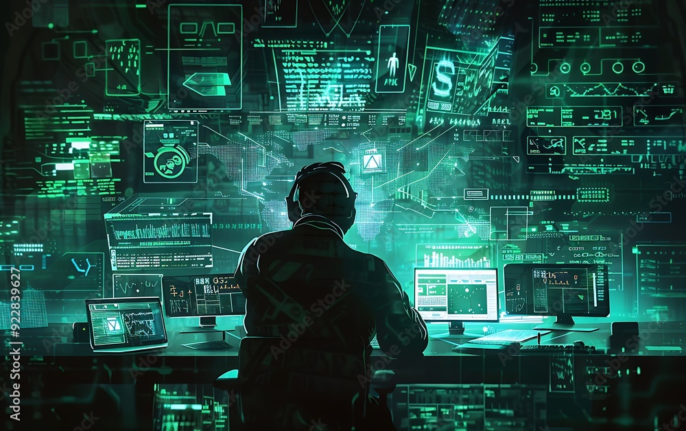 Futuristic corridor with glowing lights and binary code, Futuristic corridor with glowing lights and binary code,