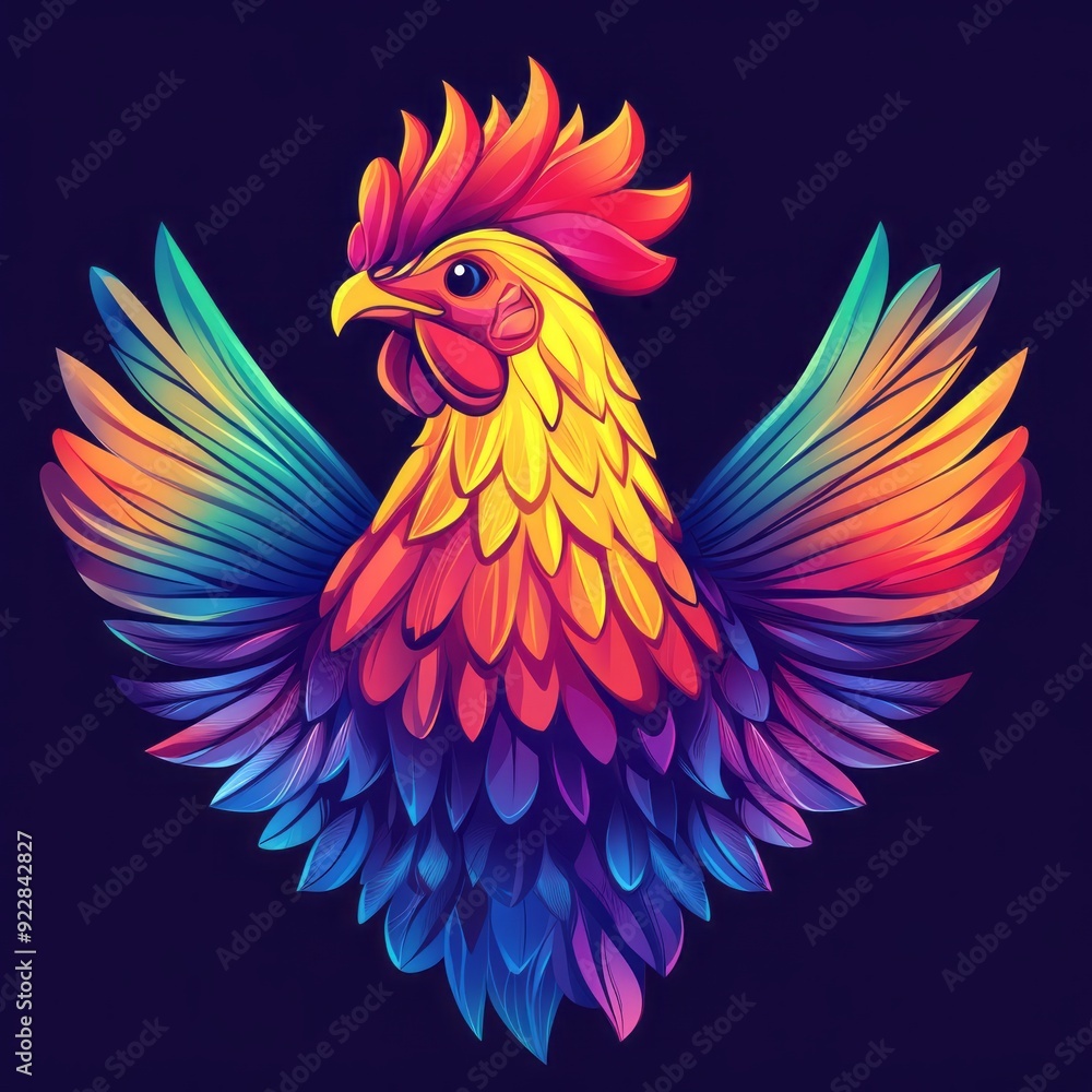 Obraz premium vector colorful chicken logo 