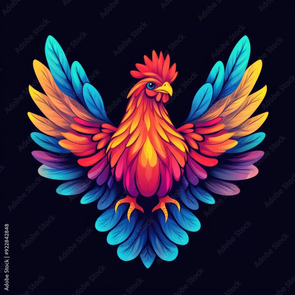 Obraz premium vector colorful chicken logo 