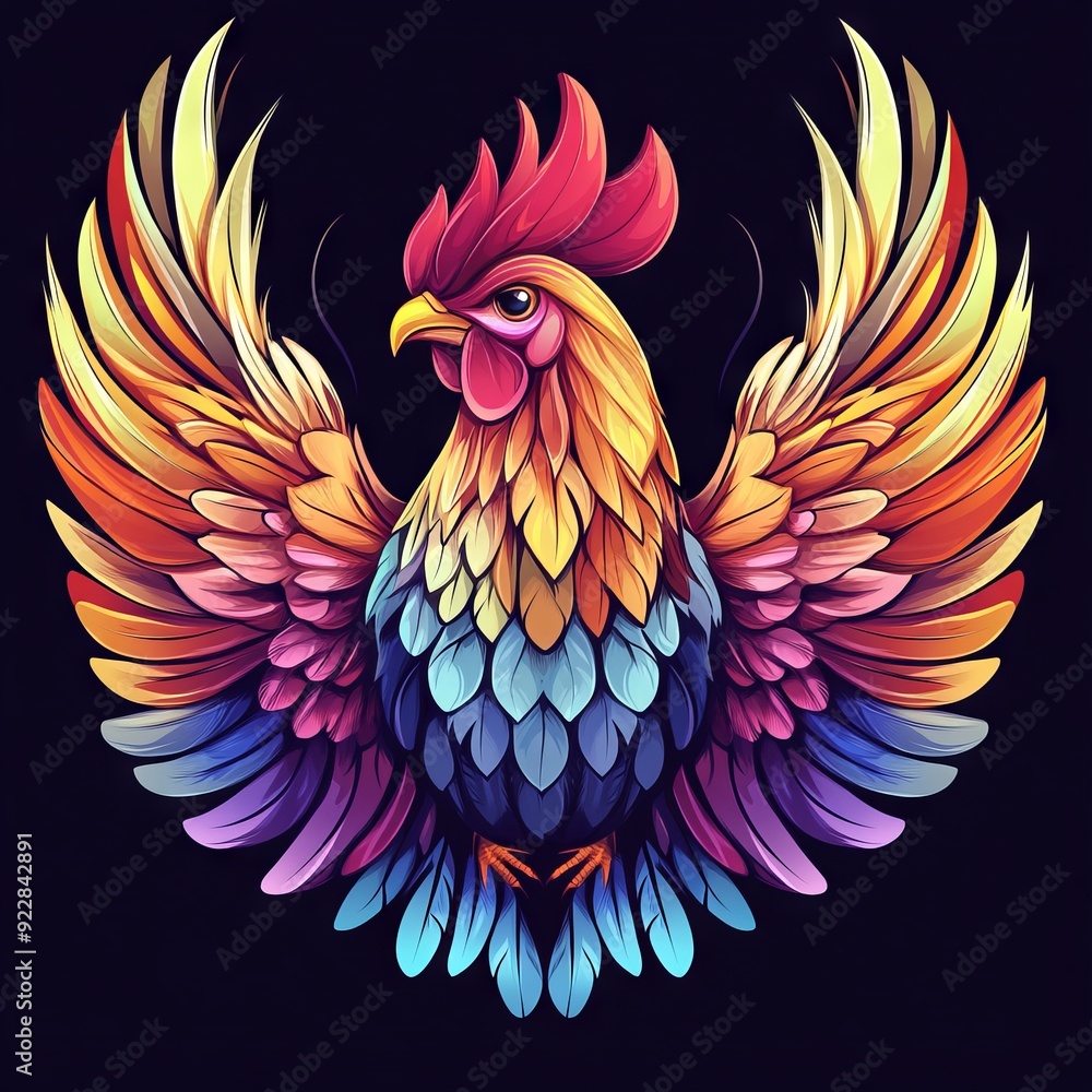 Obraz premium vector colorful chicken logo 