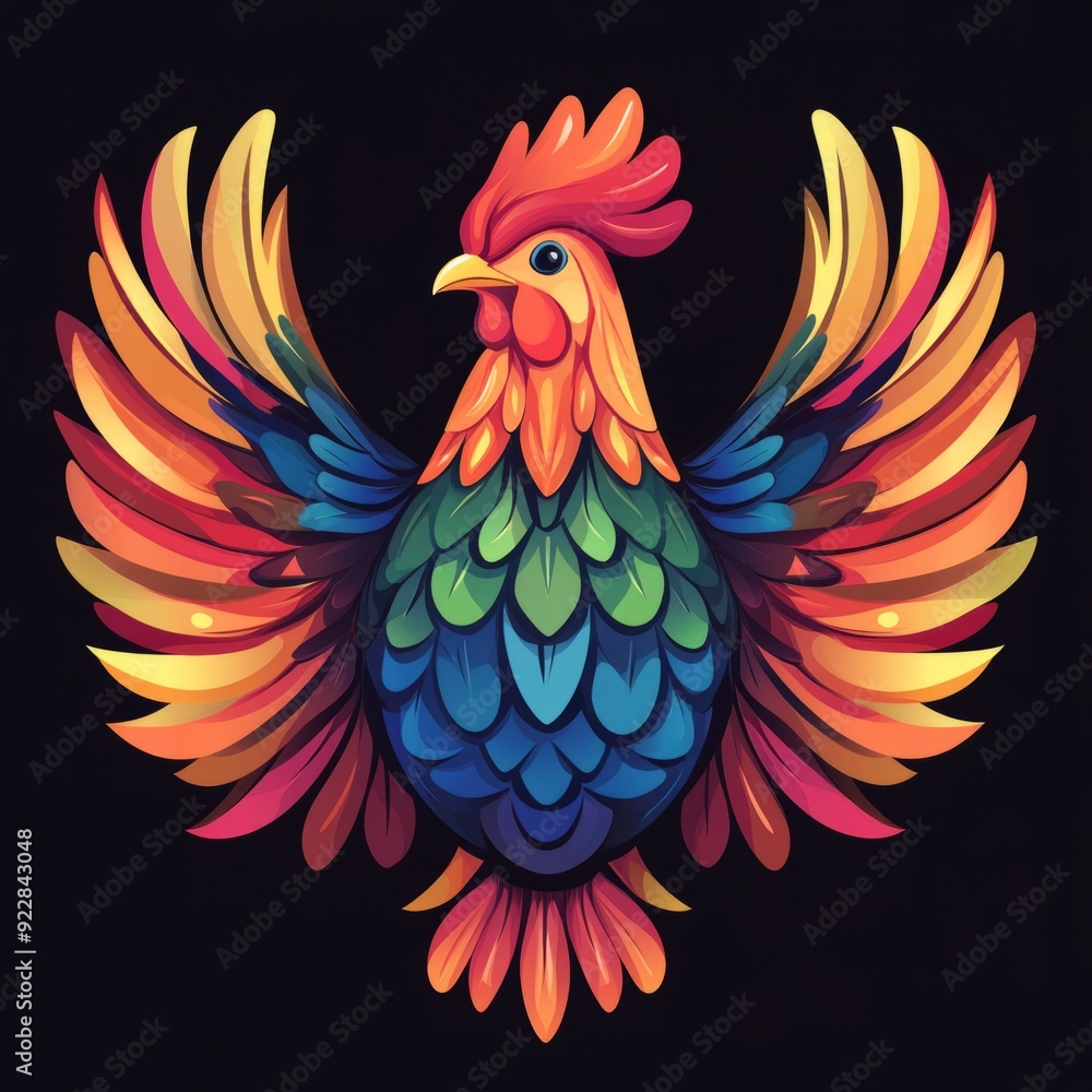 Obraz premium vector colorful chicken logo 